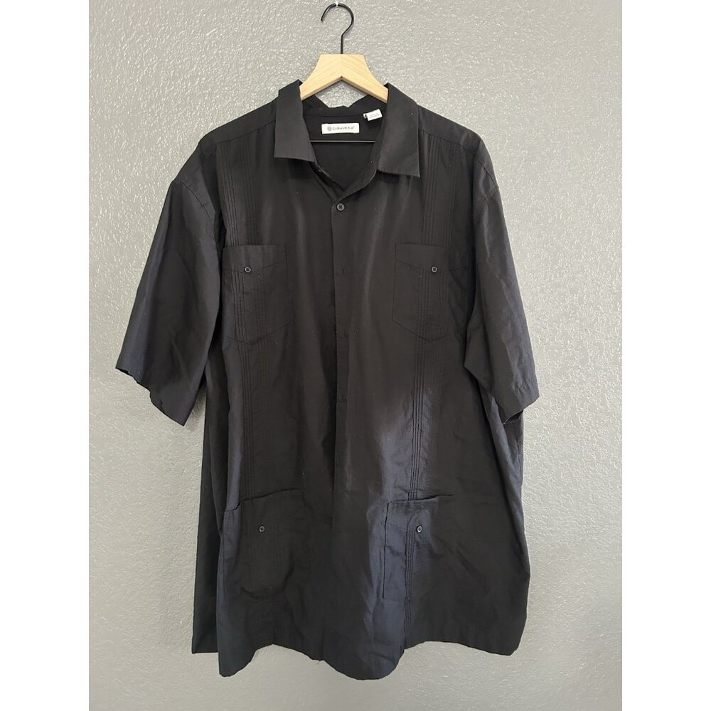Cubavera Shirt 3X Black Button Up Short Sleeve Mens Casual 4 Pockets